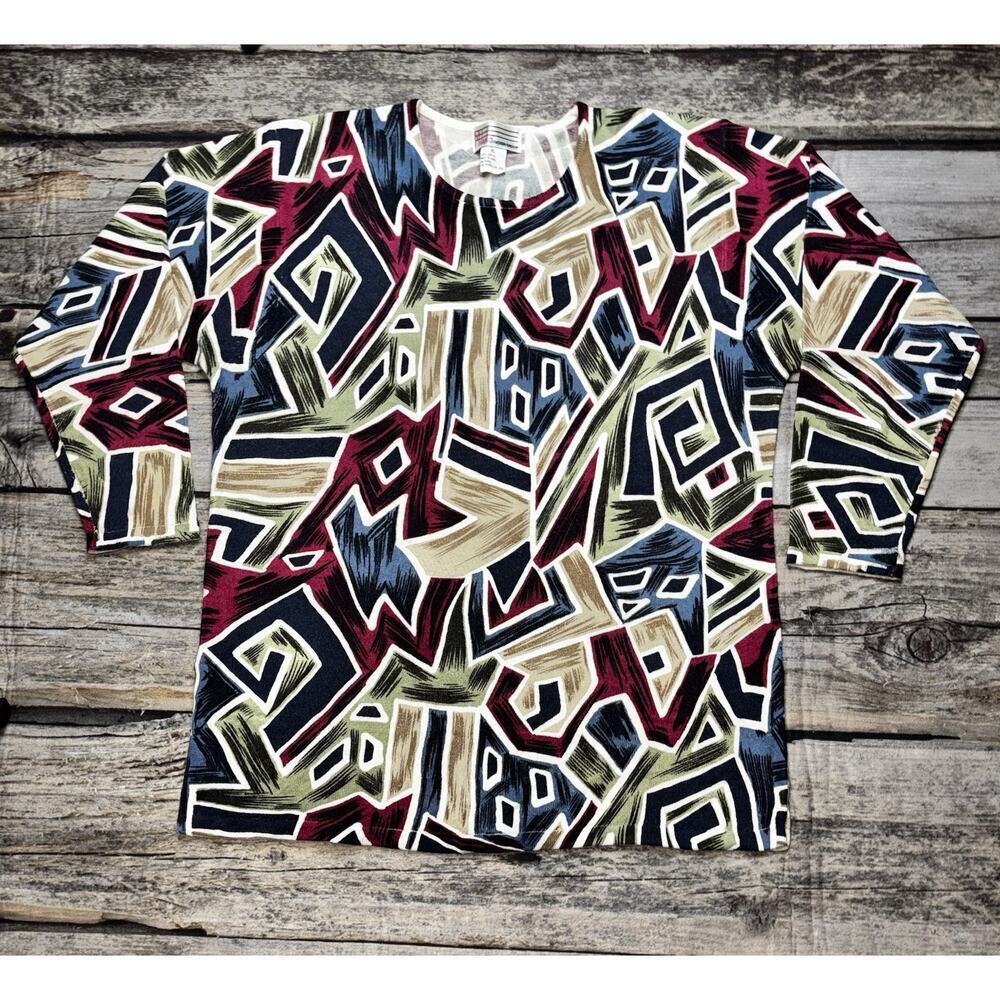 Milano Design Group Geometric 3/4 Sleeve Sweater Womens Size XL
